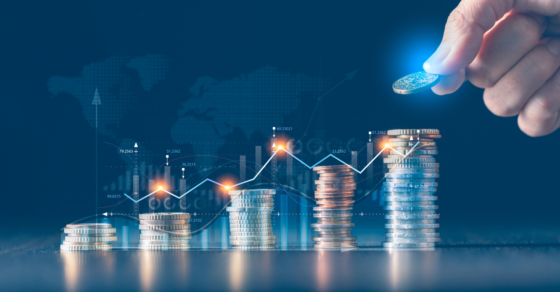 Financial growth of business was evident in investment graph, where an upward arrow on chart indicated increased profit, success. financial, growth, graph, investment, money, profit, business, arrow.